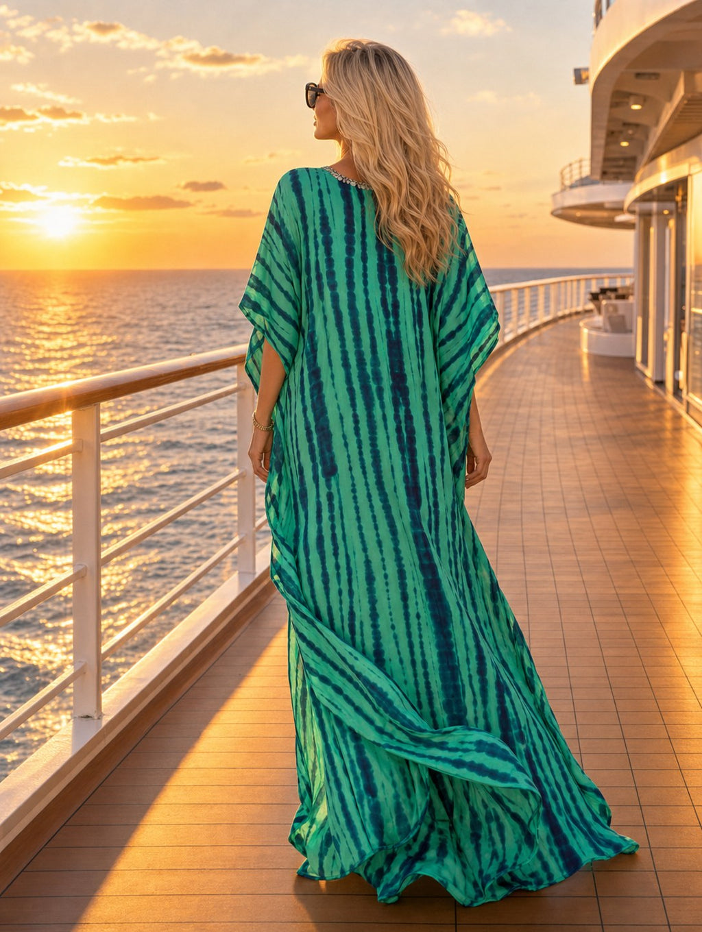 Emerald Deck Kaftan — A.M Summertime resort kaftan
