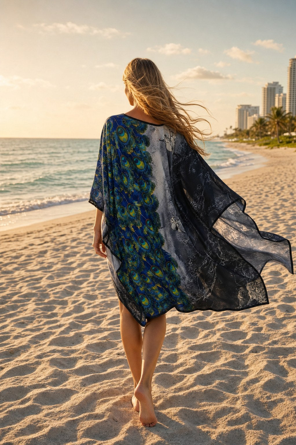 Peacock Night Kaftan — A.M Summertime resort kaftan