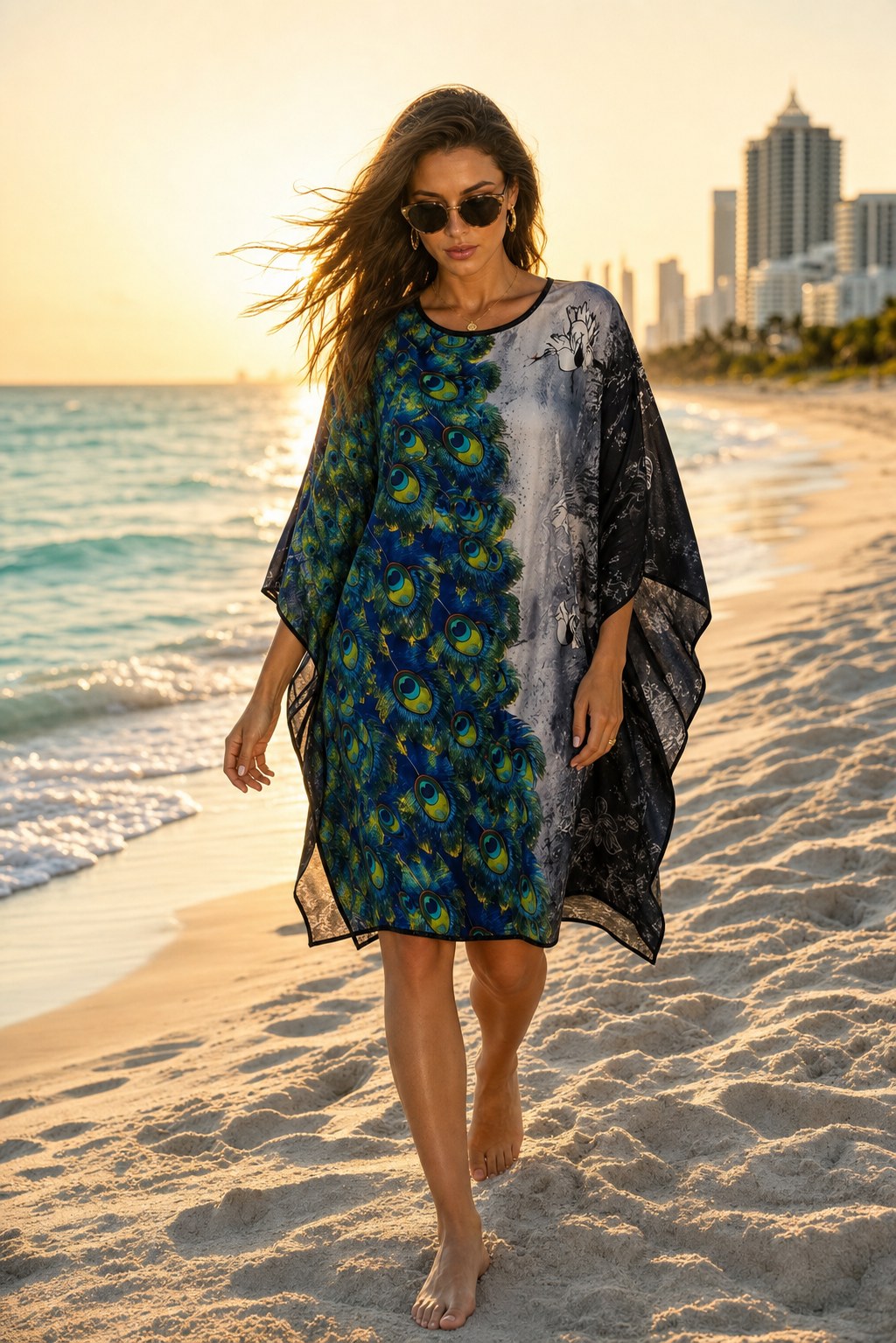 Peacock Night Kaftan — A.M Summertime resort kaftan