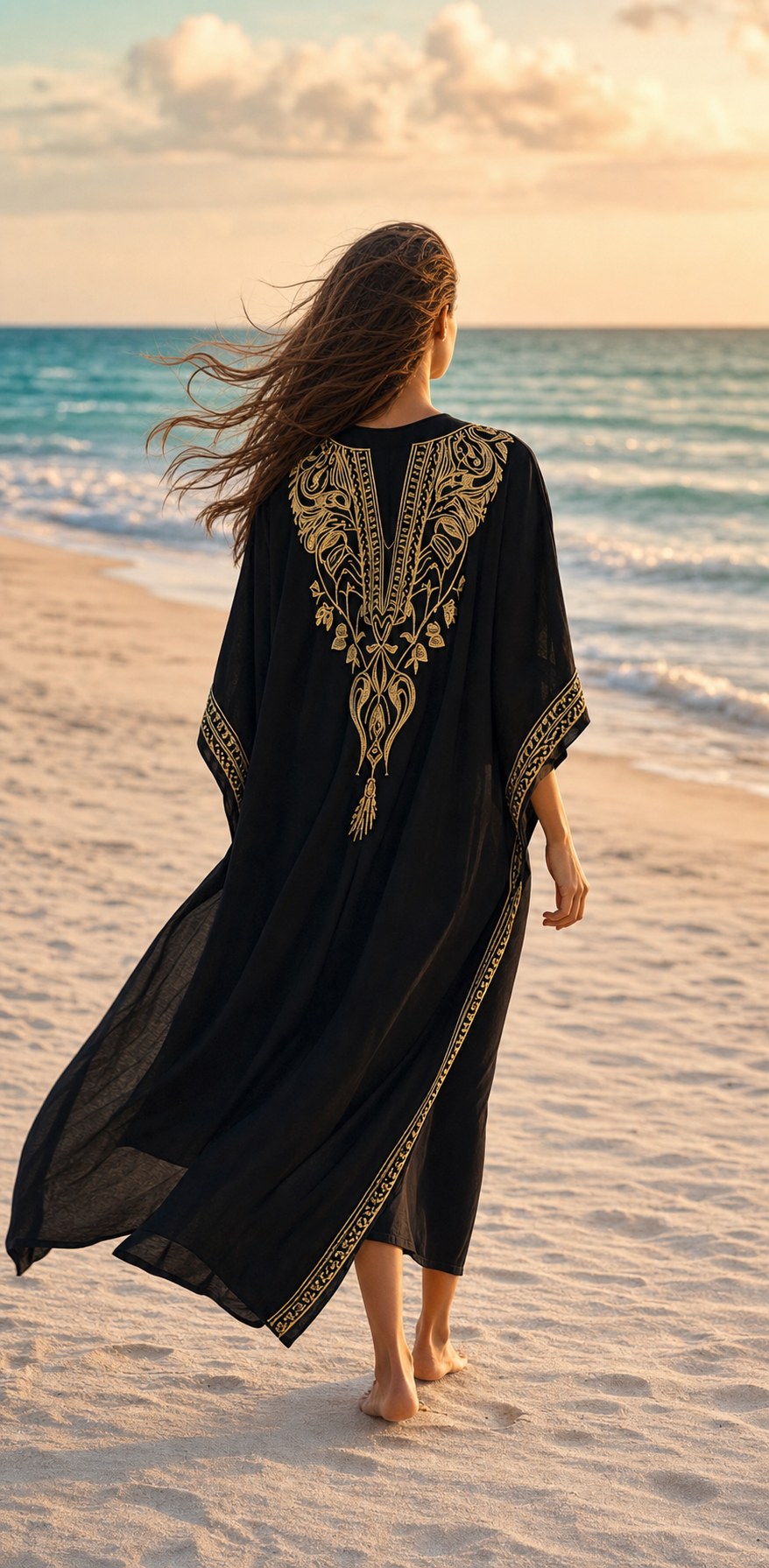 Golden Baroque Kaftan — A.M Summertime resort kaftan