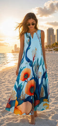 Coral Garden Dress — A.M Summertime resort kaftan